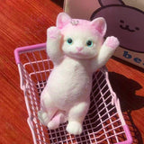 YOKUSHI Cat Taba Squishy Animal Fidget Toy, Cute Kawaii Squishies Pinch Family Slow-Rising Squeeze Ball Toy for Adults (Pink-2)