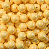 BERMRO 16mm Acrylic Bead 100pcs AB Cream Yellow Color Acrylic Bead Chunk Bubblegum Beads for DIY Crafting Necklace Bracelet Jewe