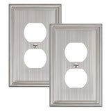 2-Pack Single Duplex Outlet Cover Plate, Decorative Brushed Nickel Switch Plates and Outlet Covers, Metal Wall Plates for Electr