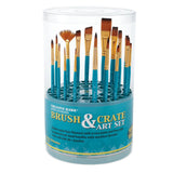Paint Brush Set & Crate Set of 18 Professional Short Handle Paint Brushes For MultiUse And Brush Crate Organizer Holder For P