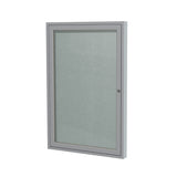 Ghent 36x24 1Door Outdoor Enclosed Vinyl Bulletin Board, Shatter Resistant, with Lock, Satin Aluminum Frame Silver (PA13624