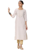 Libas Women'S Cotton Blend Straight Kurtas (29468O_Off White_L)