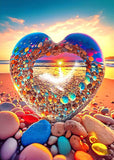 KINPLUB 5D Diamond Painting Kits for Adults, Color Heart Shape Stone Diamond Art Kits for Beginners, DIY Full Round Drill Love B