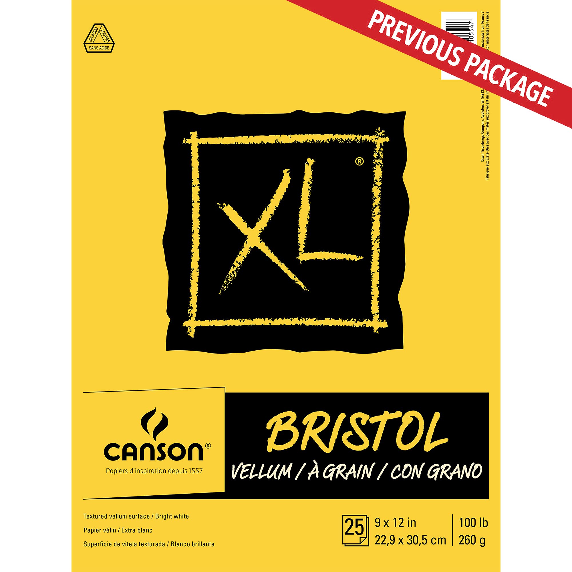 Canson Xl Series Bristol Paper, Vellum, Foldover Pad, 9X12 Inches, 25 Sheets (100Lb260G) - Artist Paper For Adults And Students