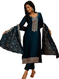 Libas Women's Silk Blend Kurta Sets (48168_Teal