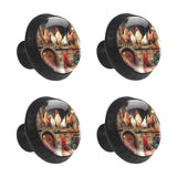 4 Pcs Cabinet Drawer Knobs Retro Roosters Hens Chicken Cock Decorative Round Crystal Glass Furniture Drawer Handles Dresser Cupb