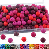 Lovyomi 150pcs 15mm Silicone Beads for Keychain Making Mix Color Round Beads for Pens and Bracelet Crafts(Red)