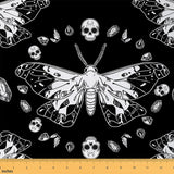 jejeloiu Dead Moth Fabric by The Yard 1 Yard Kids Skull Boho Goth Upholstery Fabric for Chairs Halloween for Home DIY Projects, 