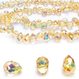 Chengmu 8mm Shiny Gold Strawberry Glass Beads for Jewelry Making, Faceted Teardrop Crytal Prism Spacer Beads for Pendants Bracel