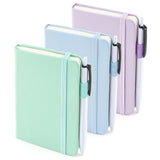 feela 3 Pack Pocket Small Notebook Journals, Mini Cute Hardcover College Ruled Notepad Women Office Supplies, with 3 Black Pens,