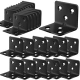 80Pcs Stainless Steel Black Angle Brackets, 1.2  x 1.2x 1.5Corner Braces for Wood Furniture, 90 Degree L Bracket, Metal