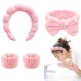 TLUXX 4-Piece Spa Headband & Wristband Set, Reusable Makeup & Skincare Accessories for Face Washing, Preventing Liquid Overflow 