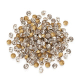 Fashewelry 1440Pcs Pointed Back Clear Glass Rhinestone Cabochons 4mm Mini Faceted Crystal Diamante Gem Cab Covers with Gold Plat