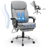 HOMREST Reclining Office Chair with 4-Point Massage, Breathable Fabric Executive Chair with Retractable Footrest, Ergonomic Comp