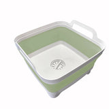 Leemeimei 9L (2.4Gal) Dish Basin Collapsible with Drain Plug , Space Saveing Kitchen Storage Tray Dish Wash Basin, Portable Dish