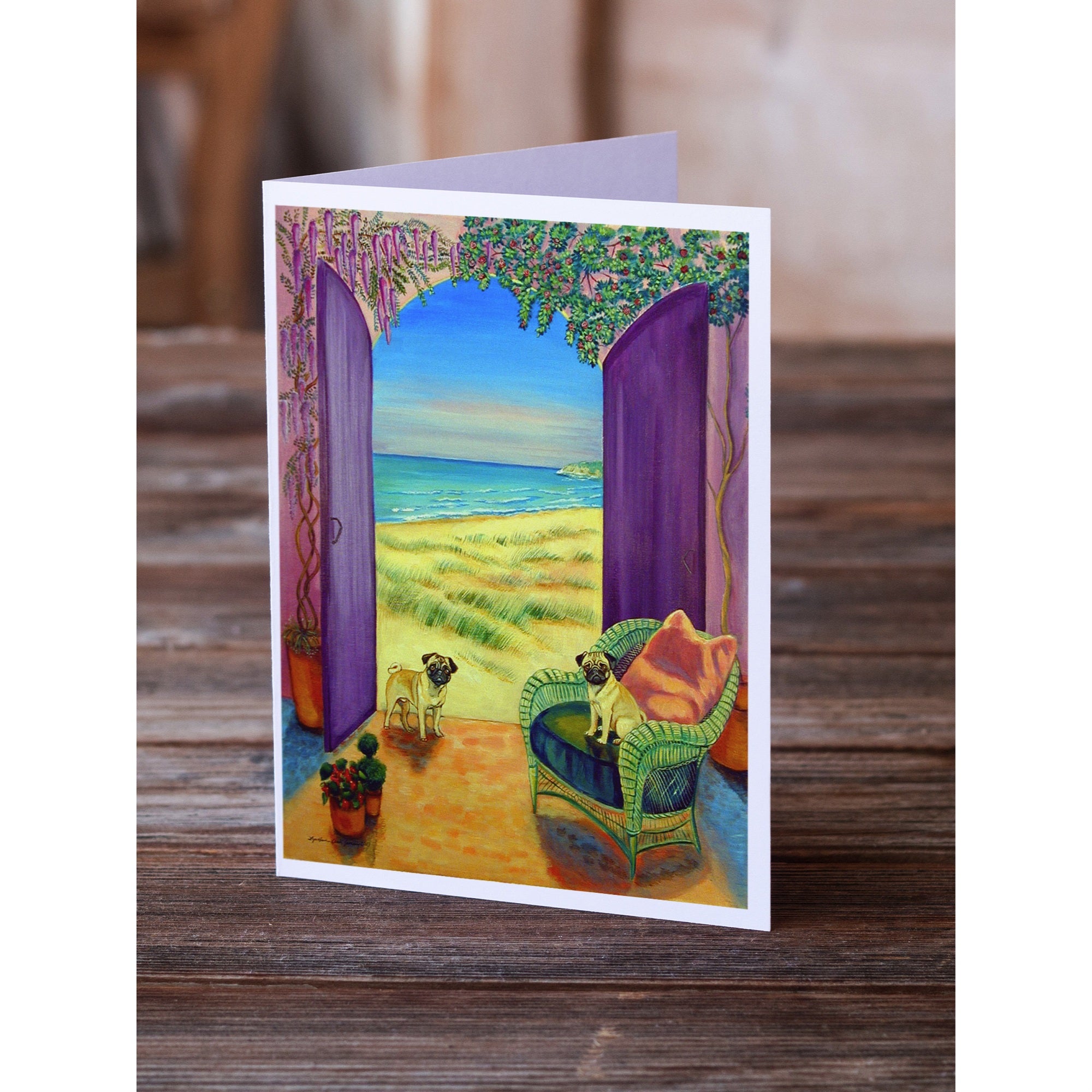 Pug Greeting Cards And Envelopes Pack Of 8