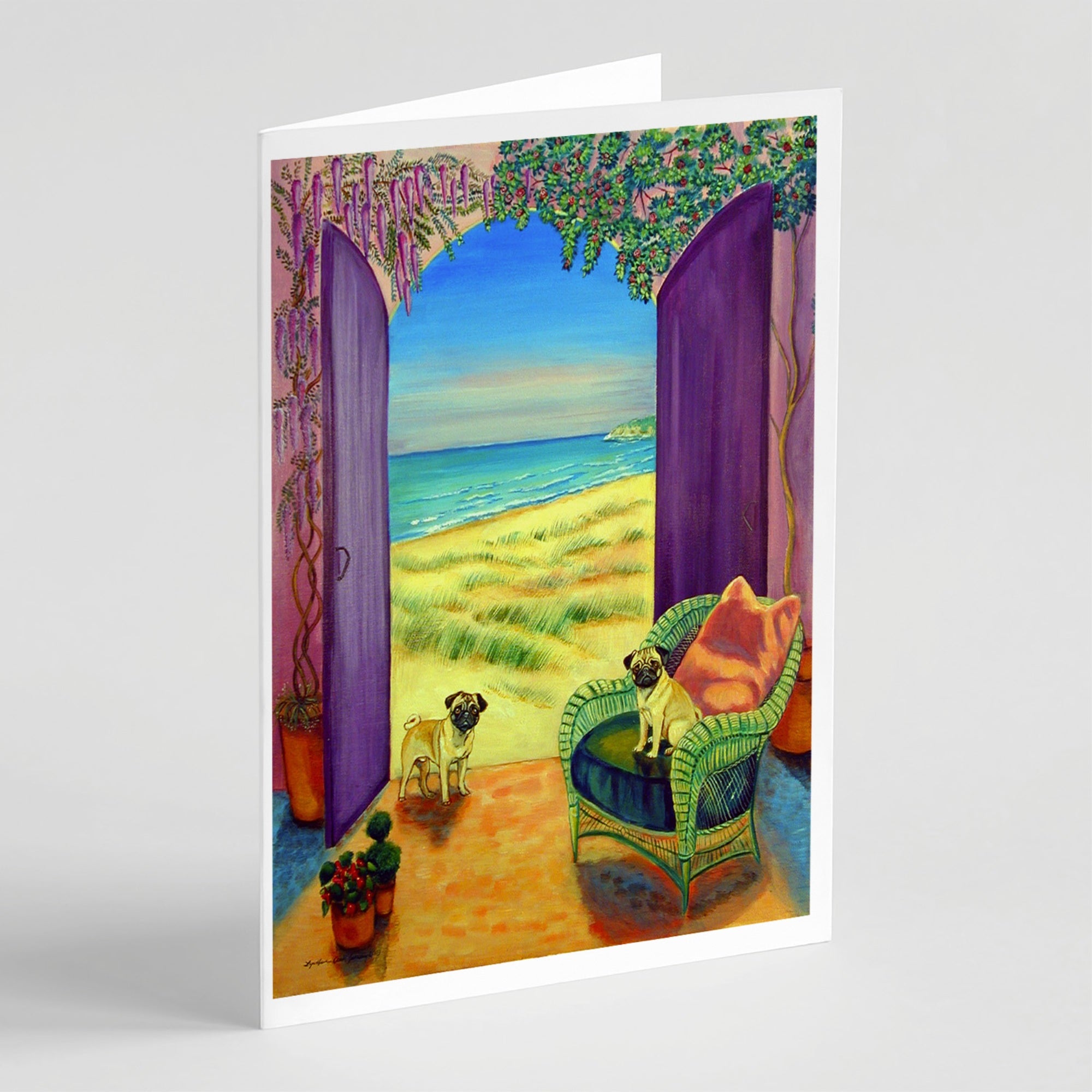 Pug Greeting Cards And Envelopes Pack Of 8