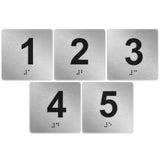 Yaocom Exam Room Sign Numbers 1-5 with Braille and Tactile 4 x 4 Identification Signs Numbers for Exam Rooms Offices Educational