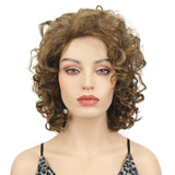 Lydell Short Soft Super Curly Layered Natural Movement Synthetic Wigs 12TT26 Brown Highlights
