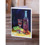Red Wine Bottle And Glass Greeting Cards And Envelopes Pack Of 8