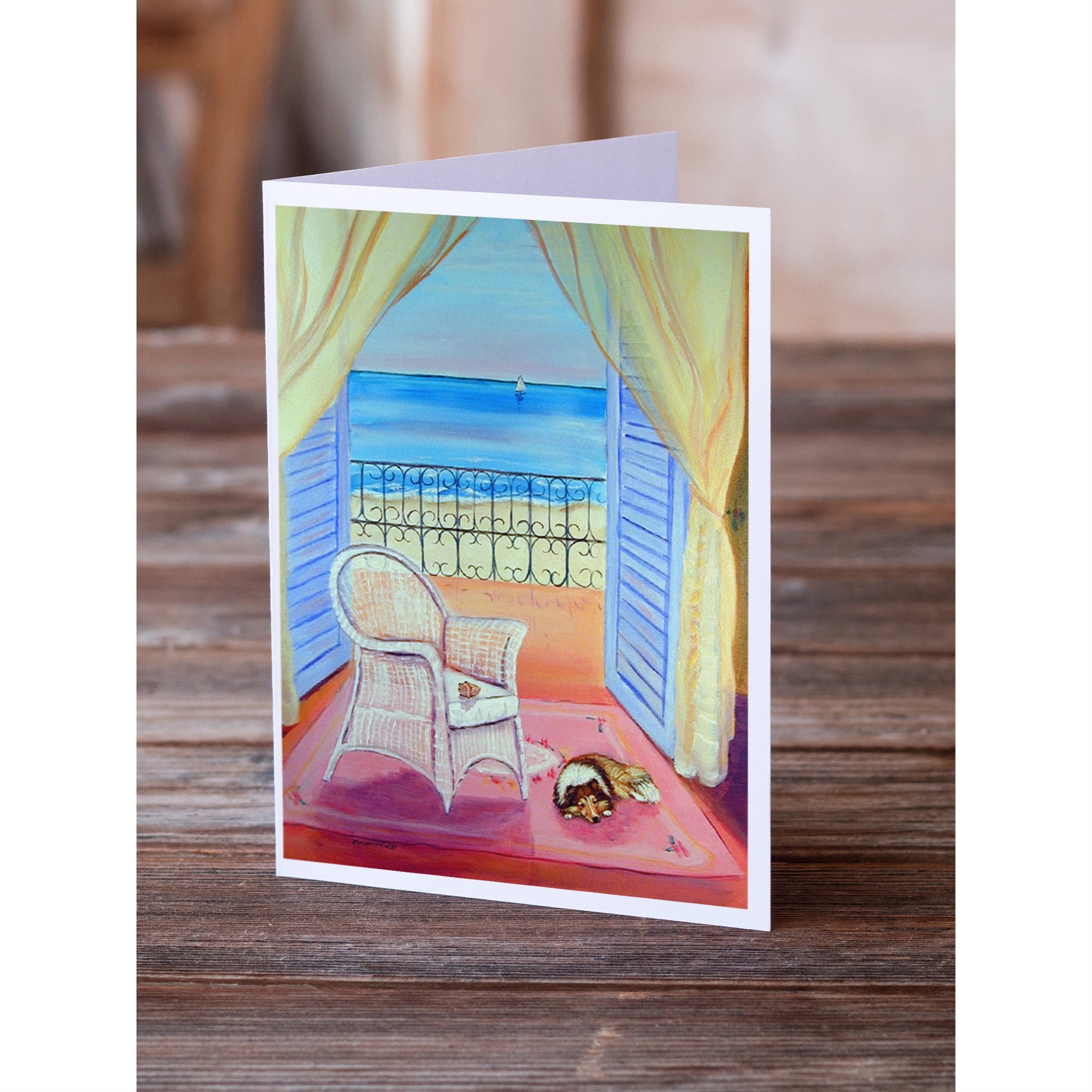 Sheltie Waiting On Mom Greeting Cards And Envelopes Pack Of 8