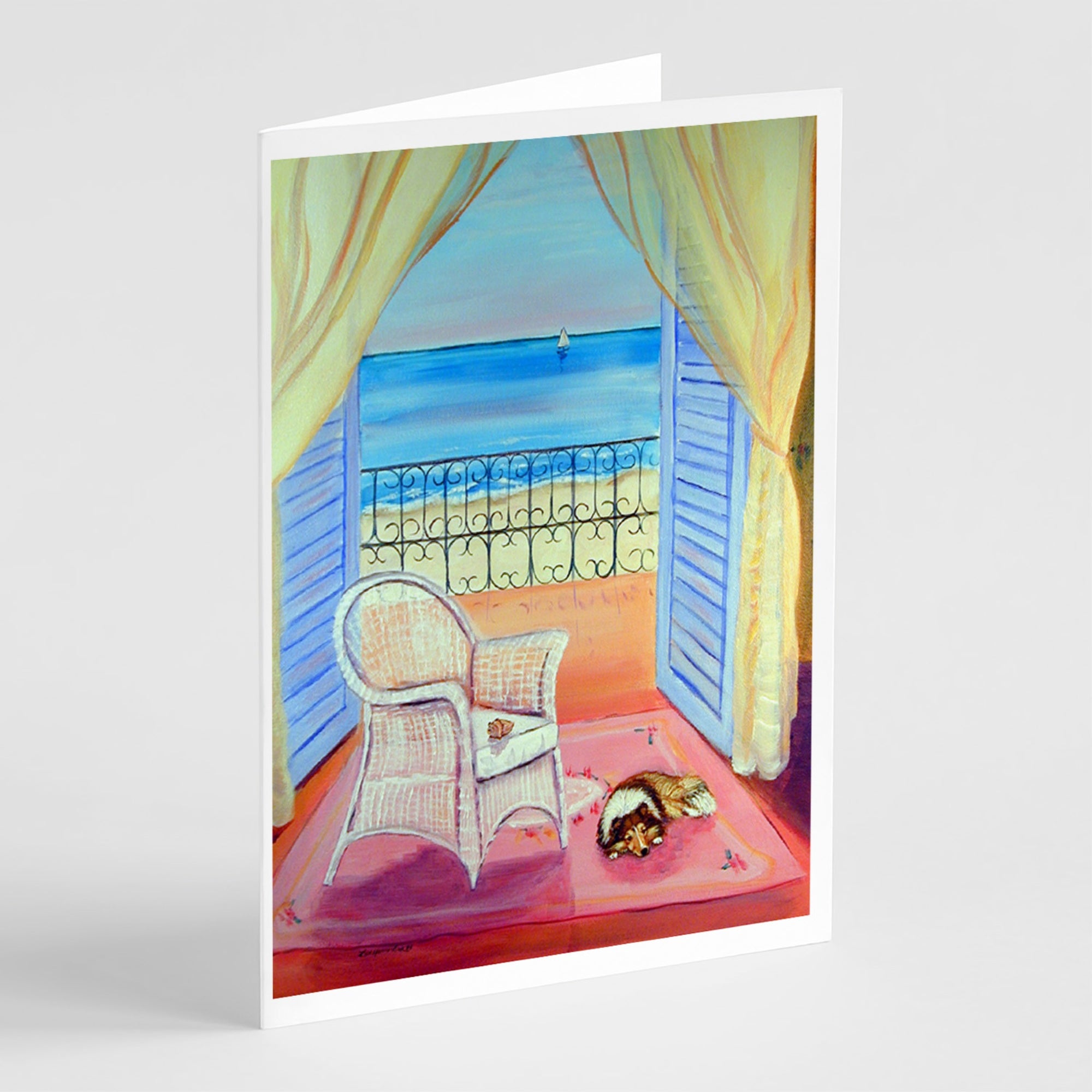 Sheltie Waiting On Mom Greeting Cards And Envelopes Pack Of 8