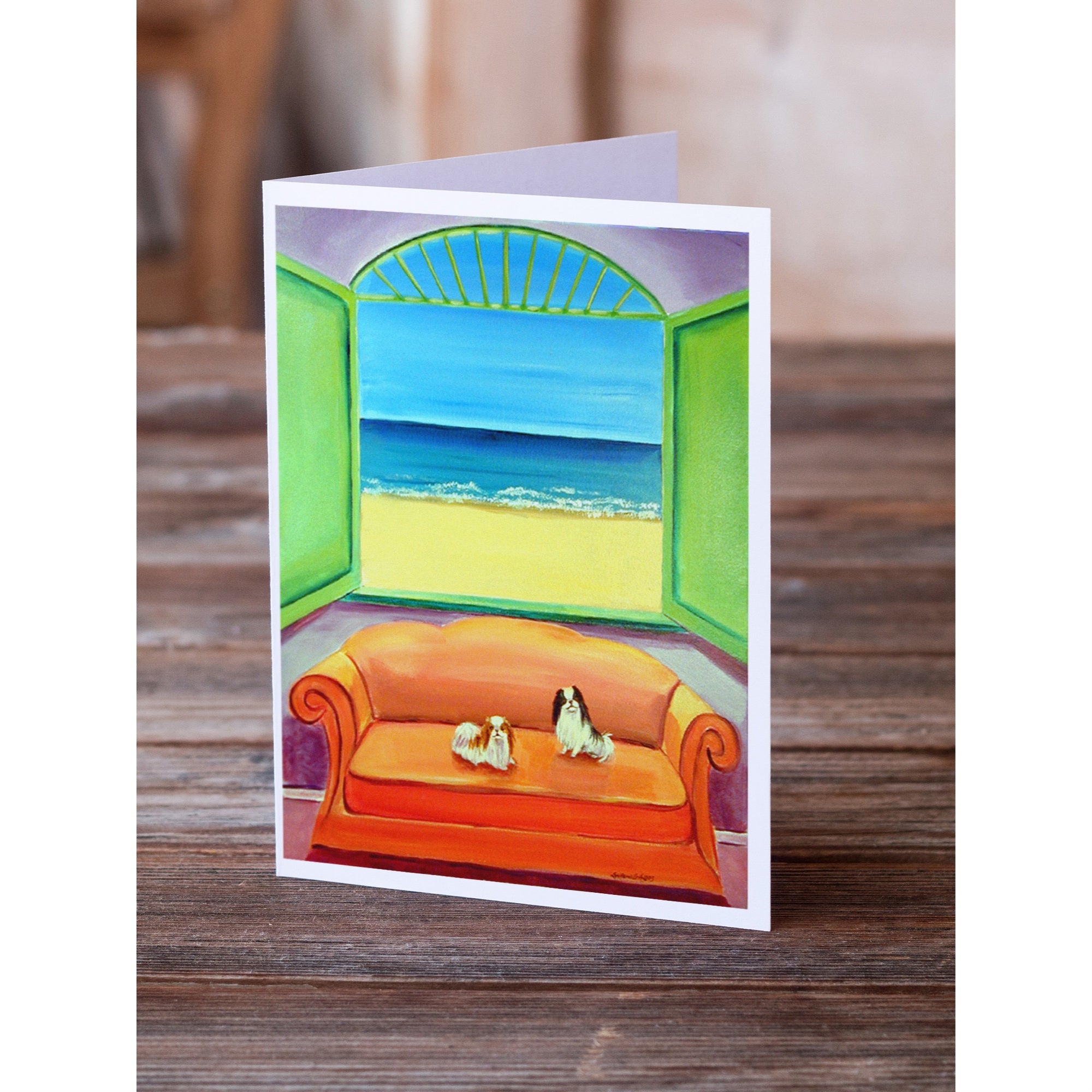 Japanese Chin Couch Sitting Greeting Cards And Envelopes Pack Of 8