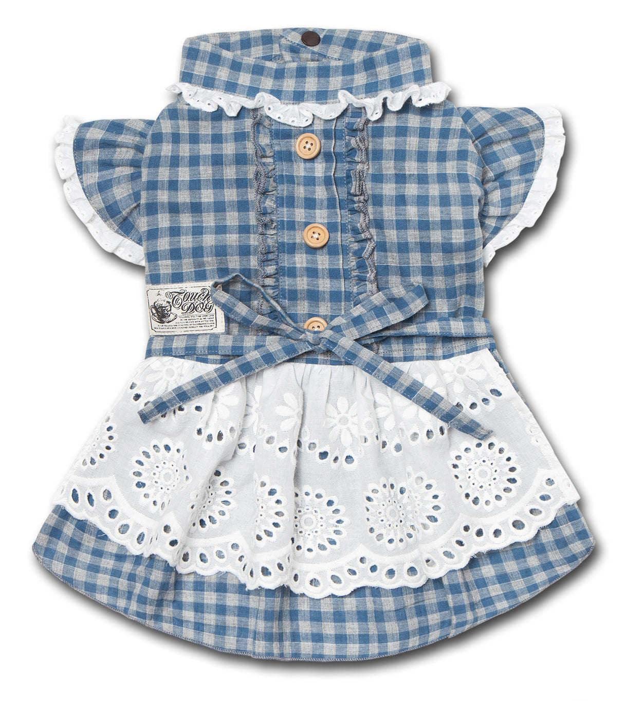 Touchdog I Love Poochi Classical Fashion Plaid Dog Dress, Large, Blue