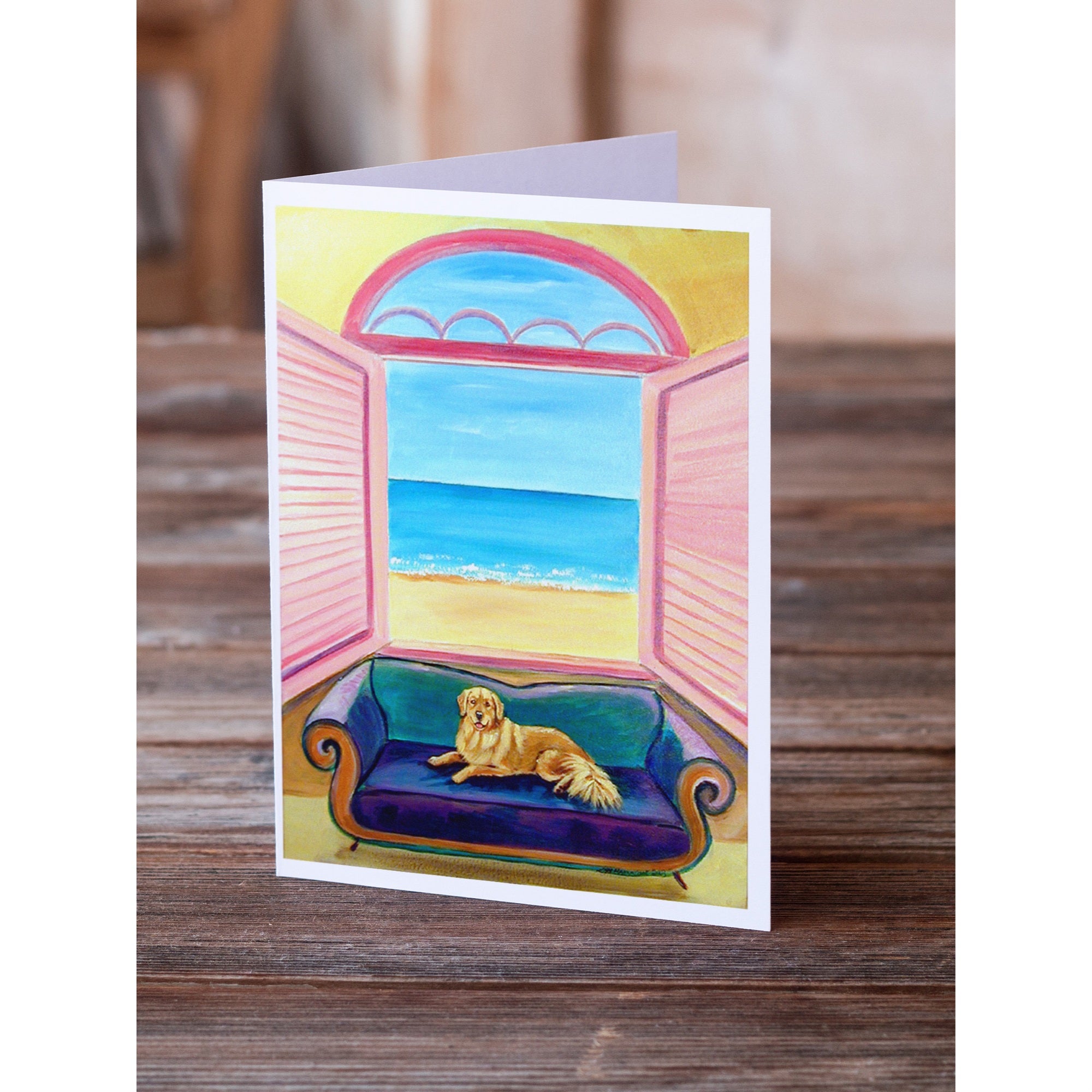Golden Retriever Couch Sitting Greeting Cards And Envelopes Pack Of 8