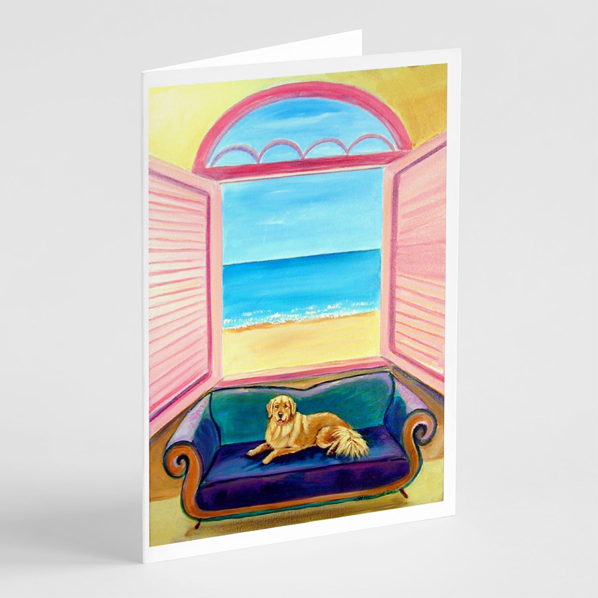 Golden Retriever Couch Sitting Greeting Cards And Envelopes Pack Of 8
