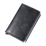 Merishopp Men Card Holder Decor Pu Leather Thin Wallet For Fathers Day Birthday Travel Black