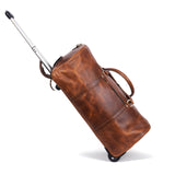 Leather Rolling Travel Duffle Bag for Men Women 21 inch with wheels Sports Overnight Weekend Duffel Gym Cabin Holdall with wheel