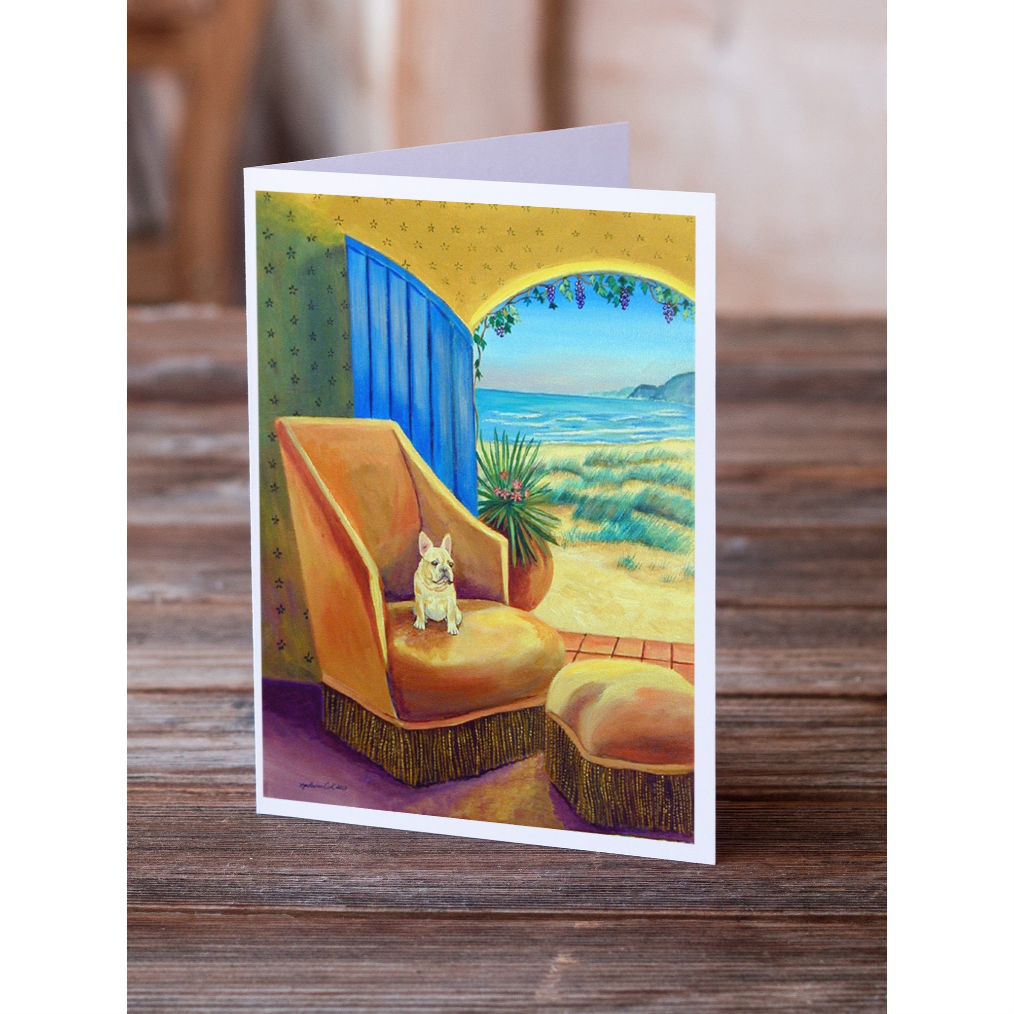 French Bulldog Couch Sitting Greeting Cards And Envelopes Pack Of 8