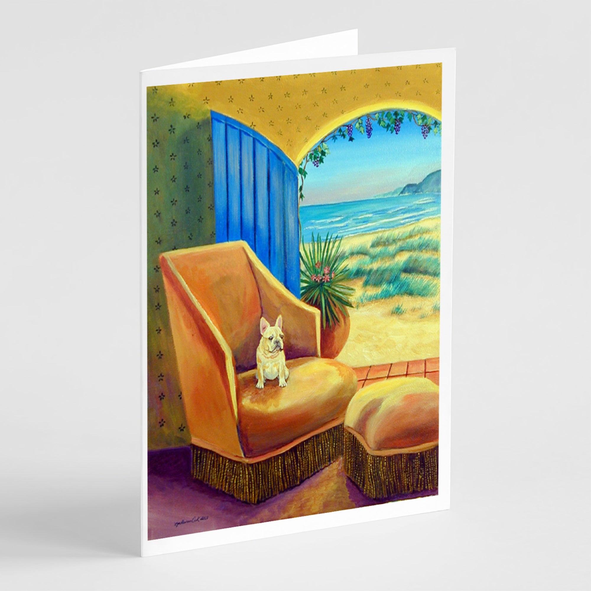 French Bulldog Couch Sitting Greeting Cards And Envelopes Pack Of 8