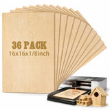 Juexica 36 Pcs 16 X 16x 1/8 Basswood Craft Sheets 3mm Plywood Board Wood Thin Sheets for Arts Crafts Woodworking Scroll Sawing P