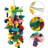 alfyng Bird Parrot Knots Block Tearing Chewing Toy, Multicolored Wooden Bird Parrot Toy Suitable for Macaws cokatoos, African Gr