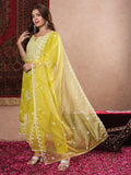 Anni Designer Women'S Rayon Blend Straight Embroidered Kurta With Pant & Dupatta (Carlton Lemon-Vks07_L_Lemon_Large),Lemon,L,Rayon Blend,Regular,