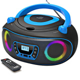 Portable Radio CD Player Boombox with Bluetooth,FM Radio,USB MP3 Playback,AUX-in,Headphone Jack,MP3 CDs Compatible,Kids CD Playe