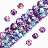 Filluck Natural Stone Beads 8mm Purple-Blue Imperial Jasper Polished Round Smooth Gemstone Beads for Jewelry Making Adults 15 In