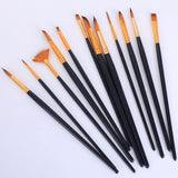 Design Connection Artist 12 Pcs Soft And Watercolor Small Art Quality Paint Brushes Artist For Face Painting (Black, Golden)