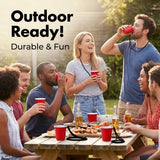 Redcupliving Reusable Red Plastic Shot Cup with Lanyard, 2 oz