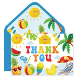 Whaline 24Pcs Hawaiian Thank You Cards with Envelopes Stickers Blank Greeting Card Cartoon Sun Pineapple Beach Ball Note Cards f