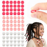 AD Beads 216PCS 8X10mm Soft Pony Silicone Beads for Hair, Pink Series with 80 Elastic Bands, Tool and Storage Box Kit for Braids