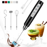 Colarlemo Milk Frother Handheld Rechargeable, Frother Wand Drink Mixer Electric Whisk for Coffee, Detachable With 3 Stainless Wh