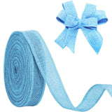 JaoZuyard Blue Burlap Ribbon 1 inch X 20 Yard Natural Linen Woven Ribbon DIY Handmade Wired Edging Production Wreath Holiday Dec