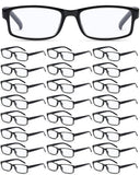 Yexiya 24 Pack Reading Glasses Bulk Adjustable Traditional Reading Glasses with Spring Hinge for Men Women(2.5 Diopters,Black Fr
