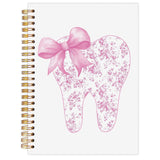 LZYRF Dentist Gifts Pink Spiral Notebook Journal, Dentist Dental Gifts for Women Notebooks for Note Taking, Coquette Bow Chinois
