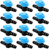 Copadri 12 Pack Drip Irrigation 1/2 Inch Barbed Shut Off Valve, Drip Line 1/2 In-Line Ball Valve Parts for 1/2 Inch 16mm Drip Ir