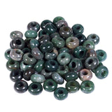 mookaitedecor 25 Pcs Green Indian Agate Large Hole Beads Stone Rondelle Gemstone Loose Beads for Jewelry Making, Bracelet, Macra