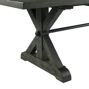 Sunset Trading Trestle 96 Rectangular Extension Pedestal Distressed Gray Wood Dining Table, Three Size Grey